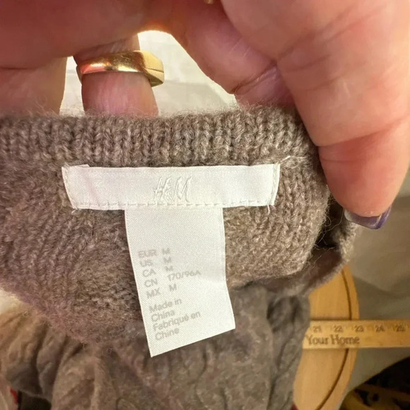 Womens H&M Wool Blend-Oversized Tan Brown Mini Sweater Dress Tunic Size M-XL - Picture 5 of 6